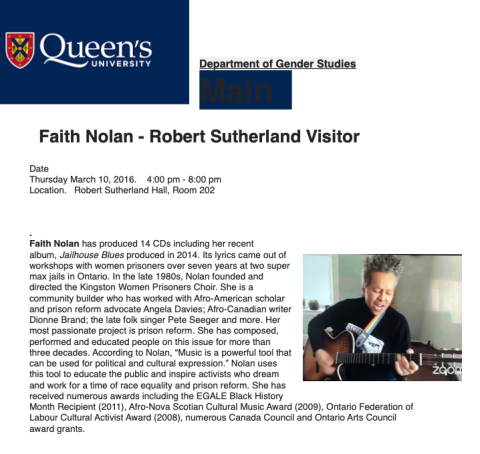 Faith Nolan Queens University 2016